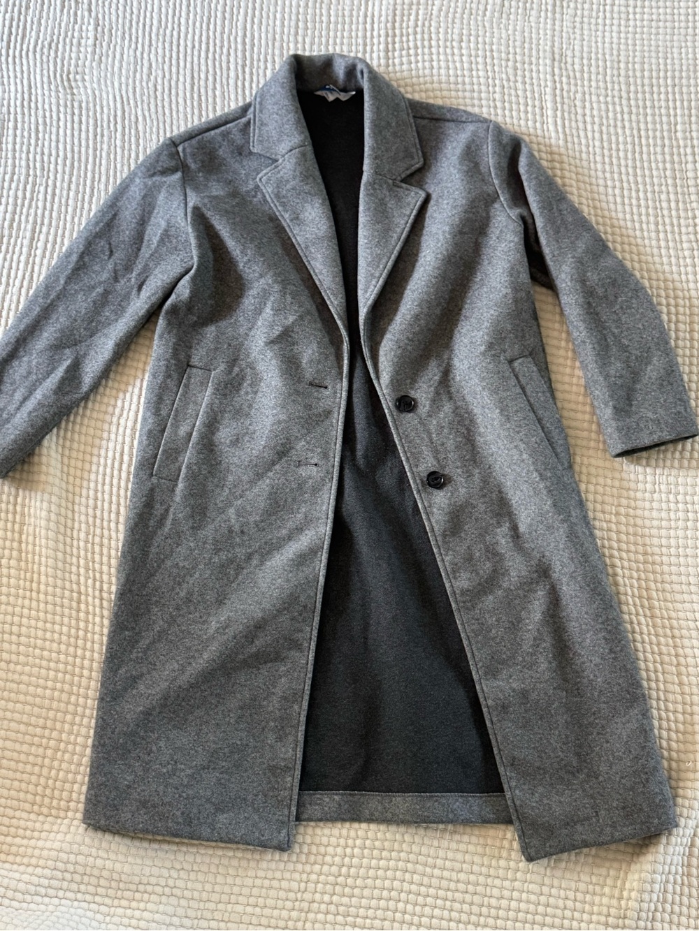 Old Navy Gray Long Single-Breasted Trench Coat